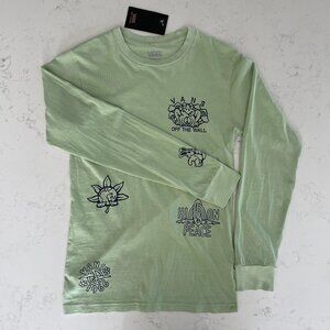 Vans Vintage Peace of Mind Classic Fit LS Cotton T Shirt Celadon Green Sz XS